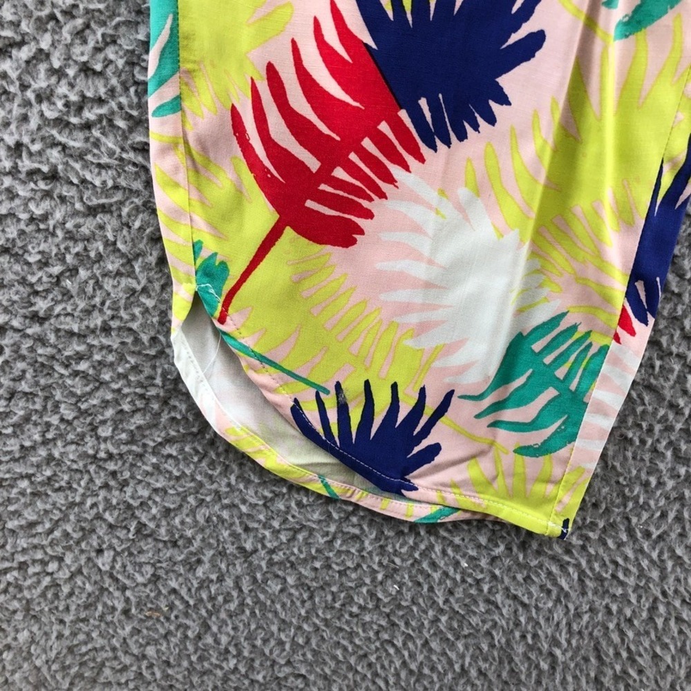 Marine Layer Tropical Leaf Pants Women Large Yellow Red Blue Palm Print Relaxed - Picture 4 of 10